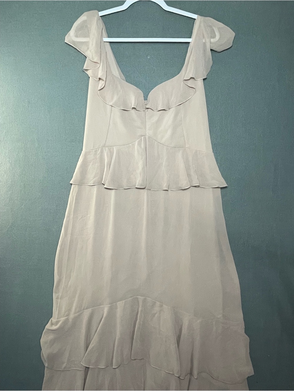 Show Me Your Mumu Weddings Taupe Ruffle Tiered Midi Dress XXL NWT